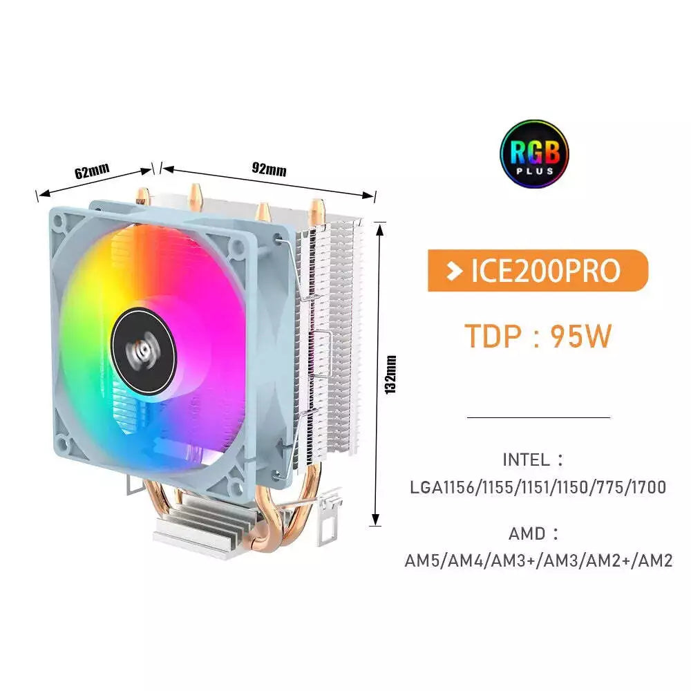 Aigo Ice200 Pro CPU Cooler 2 Heatpipes 3 Pin Heatsink / Fan