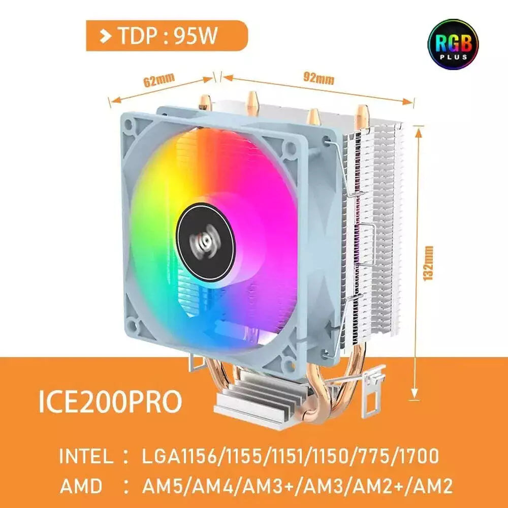 Aigo Ice200 Pro CPU Cooler 2 Heatpipes 3 Pin Heatsink / Fan
